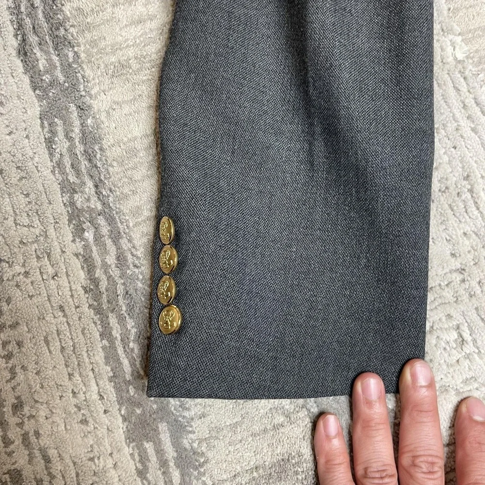 John Weitz Palm Beach Mens Big‎ Tall 44L Gray Blazer Gold Crest Buttons USA Made
